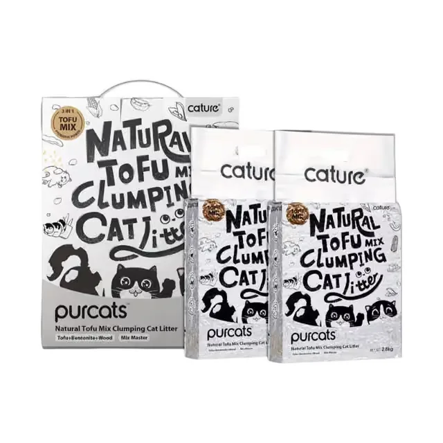 Cát Mèo Mix 3in1 Đậu nành + Đất Sét + Gỗ Cature 2.8kg (7L)